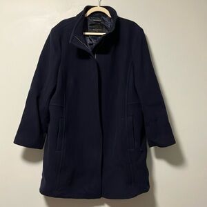Talbots fabric woven in Italy navy wool zip coat
